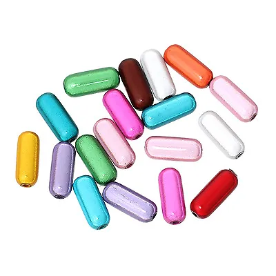 25 Capsule Shape 3d Illusion Miracle Beads - Mixed Colours 16mm X 7mm  UK Seller • £3.09