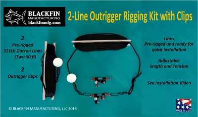 Outrigger Rigging Kit  - Two 50 Ft Pre-Rigged Dacron Lines With Outrigger Clips • $28.95