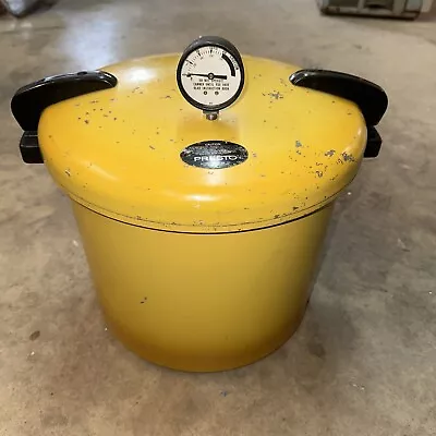 Vintage 70s Large Yellow Harvest Gold Presto 21 Qt Pressure Cooker Canner • $48