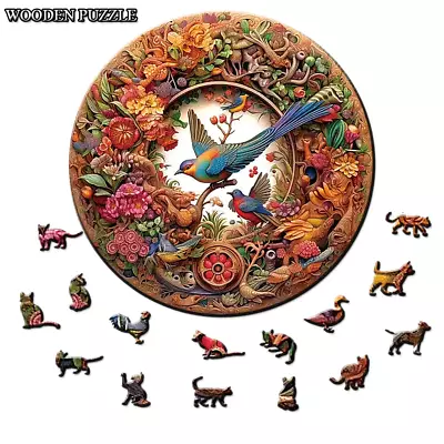 A4 Forest Bird Mosaic Wooden Wood Jigsaw Puzzle Vivid Colors UV Printed • $14.99