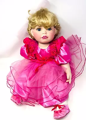 2006 Marie Osmond Porcelain Friendship Rose QVC Toddler Doll Original Pink Dress • $39.99