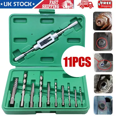 11Pcs Damaged Broken Screw Extractor Drill Bit Bolt Stud Remover Easy Out Kit • £7.99