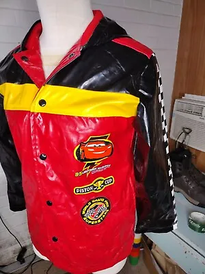 Disney Store Boy's Size 9/10 Cars Lightning McQueen Black Red Pleather Jacket • $1