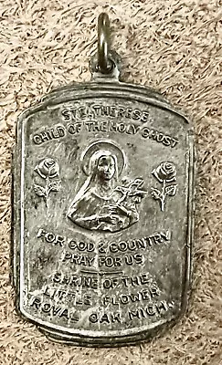 Vintage Catholic St Therese Holy Ghost Source Wisdom Silver Tone Religious Medal • $3