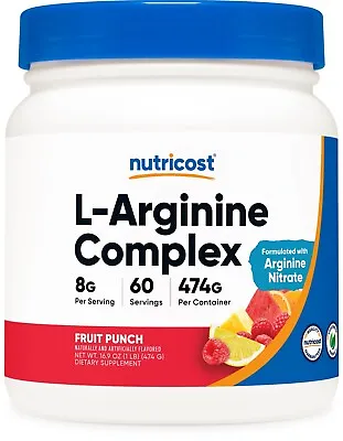 Nutricost L-Arginine Complex (Fruit Punch 60 Servings) - Gluten Free Non-GMO • $27.98