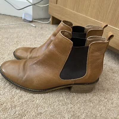 Ladies Office London Tan Leather Chelsea Boots Size 6 Good Used Condition • £8.99