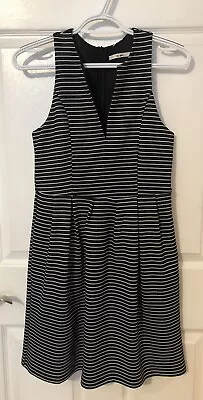 Francesca's Miami Mi Ami Medium Black White Striped Pleated Mini Dress Pockets  • $5.50