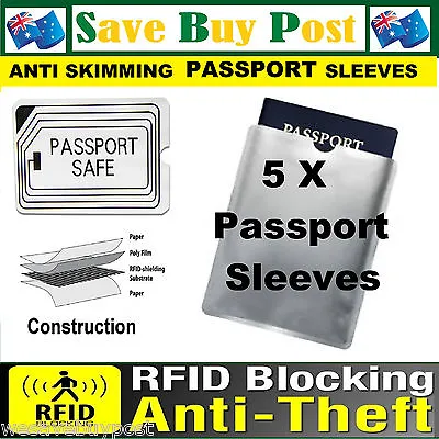 $4.95 • Buy 5 X RFID Secure Sleeve Passport Wallet Blocking Anti Scan Skimming ID Protector
