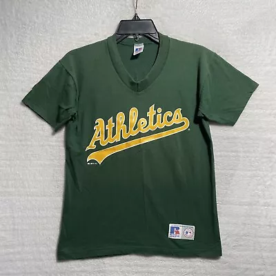 Vtg Oakland Athletics Shirt 1997 Little League Back Youth Medium Russell V MLB • $5.99