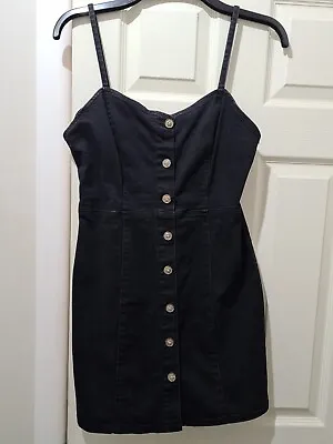 £3 • Buy Primark Black Denim Button Up Dress - Size 12