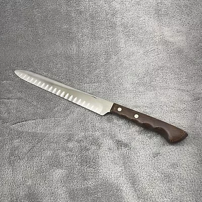 Vintage Ekco Flint Slicing Knife 9” Stainless Steel Wood Handle Retro USA • $11.34