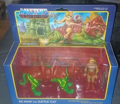 SUPER7 Reaction MOTU MASTERS OF UNIVERSE HE-MAN BATTLE-CAT Set Sealed!! • $22