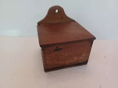 *ANTIQUE WOODEN DOVE-TAILED SALT BOX*Hangs On Wall Or Sits On Shelf • $39.99