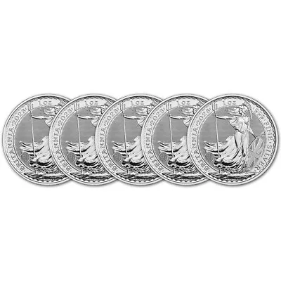 5X 2023 Great Britain Silver Britannia £2 King Charles 1 Oz COINS BU - IN STOCK! • $177.75