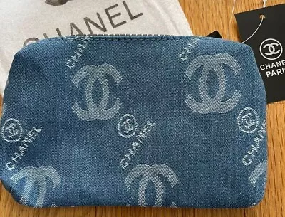 Chanel Denim Pouch Mini Bag Blue Chanel Novelty 21x 13cm  Toiletry Clutch • $79.99