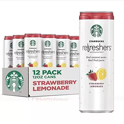 Starbucks Refreshers With Coconut Water Strawberry Lemonade 12 Fl Oz. Cans 12... • £43.03