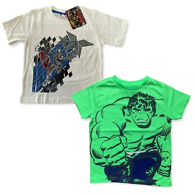 Boys Marvel Avengers Hulk / Captain America T-Shirt Top Baby Age 1 - 4 Years • £3.45