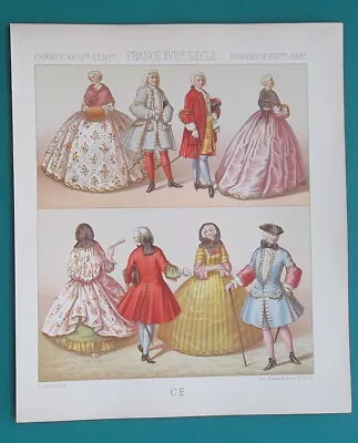 FRANCE 18th C Fashion Men Ladies - COOR Print By A. Racinet • $18