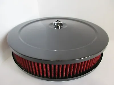 Black Muscle Car Style 10  Air Cleaner/red Washable Kit  5 1/8  Carb #4360bk/rd • $38.95