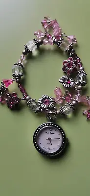 Women's Girls Paulo Franchi Bracelet Charm Watch Pink And Silver Tone • £7.99