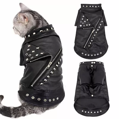 £11.99 • Buy Fashion Leather Jacket Waterproof Small Dog Coats For Winter Pet Cat Clothes Pug