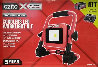 Ozito Power X Change 18V Cordless LED Worklight Light & 3Ah Li-ion Battery Kit • $149