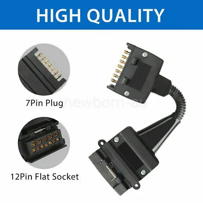 $18.99 • Buy 7 Pin Flat Socket To 12 Pin Flat Plug Trailer Adaptor Ship Caravan Connector AU