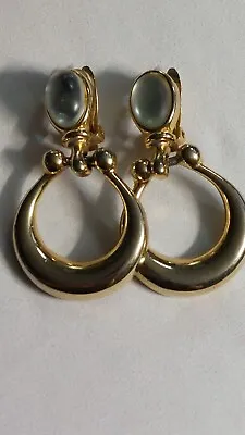 Paolo Gucci Simulated Pearl Hoop Dangle Earrings Door Knocker Vintage Jewelry • $169