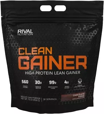 Rivalus Clean Gainer - Chocolate Fudge 10 Pound - 10 (Pack Of 1)  • $59.13