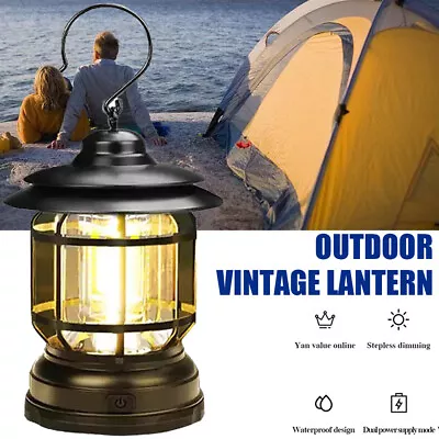 $20.90 • Buy Vintage Camping Lantern LED Work Light USB Rechargeable Outdoor Hiking Tent Lamp