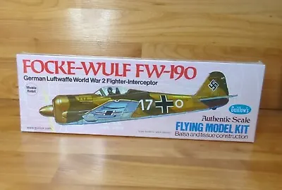 Vintage 1976 GUILLOWS Focke-Wulf FW-190 Balsa Wood Airplane Model Kit 502 Sealed • $20