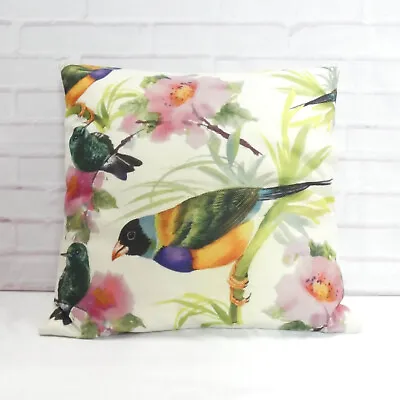Pink Flowers & Bird Decorative Cushion Cover Vintage Country Style Wildlife Gift • £4.99