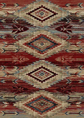 Broken Bow Area Rug Lodge Cabin Tribal Native Southwestern Red *FREE SHIPPING* • $39.99