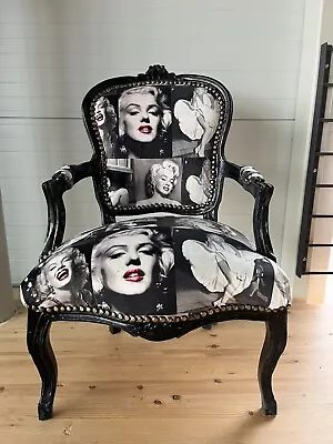 Armchair Marilyn Monroe Print French Louis Style Chair Home Devor Baroque Style • £171.95