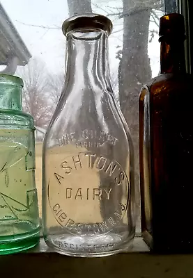 Gibbstownn.j. Ashton's Dairy Quart Slug Plate Emb New Jersey Milk Bottle 1946 • $50