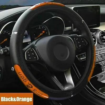 $5.17 • Buy 38CM Car Interior Accessories Anti Slip Steering Wheel Cover PU Leather Orange