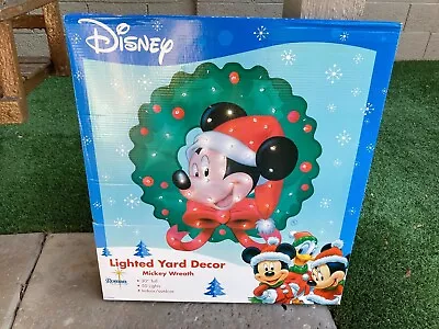 Disney Mickey Mouse Santa Wreath. Lighted Yard Decor. Electric. New Vintage • $99.95