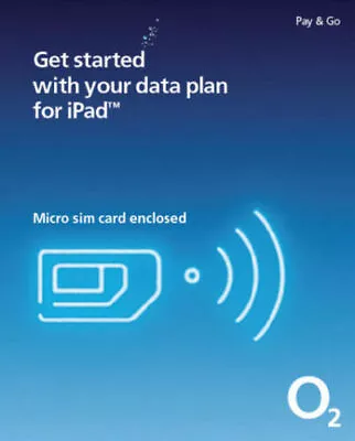 O2 Pay & Go Mobile Broadband Data SIM Card For IPad - Tablets 5G  Up To 20GB ! • £1.95