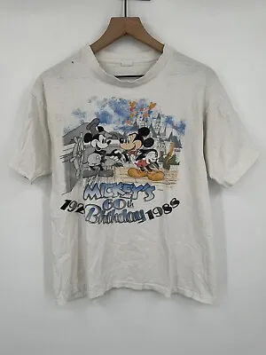 VTG Disney Mickey Mouse 1988 Mens T-Shirt Single Stitch 60th Birthday Boxy Large • $19.99