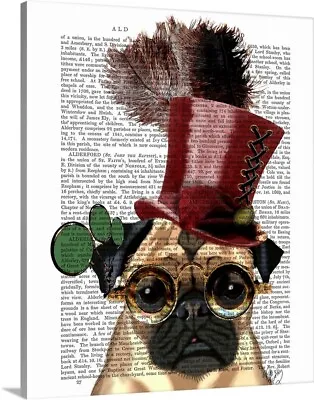 Pug With Steampunk Style Top Hat Canvas Wall Art Print Dog Home Decor • $37.99