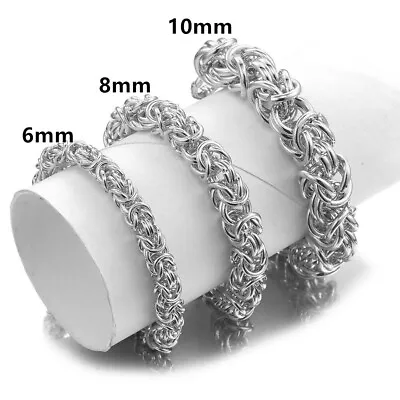 6/8/11mm Silver Byzantine Polished Stainless Steel Bracelet Mens Boys Chain • $5.25