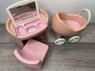 Vintage Little Tikes Dollhouse Size Vanity With Chair & Baby Stroller • $30