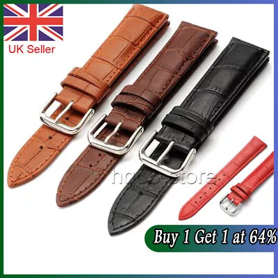 Mens Genuine Leather Watch Strap Twister Red Black Brown 18mm 20mm 22mm 24mm UK  • £3.86