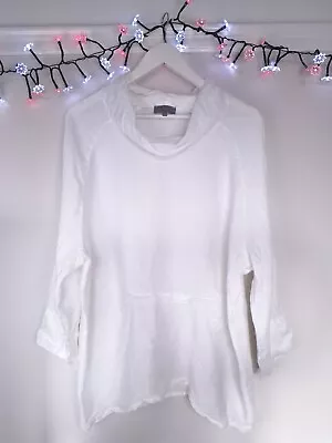 Gorgeous SAHARA White Loose Fit Linen Blend Blouse Tunic Top M/L • £24.99