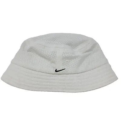 Vintage Nike White Bucket Hat Size M/L Small Center Swoosh 1990's • $27.94