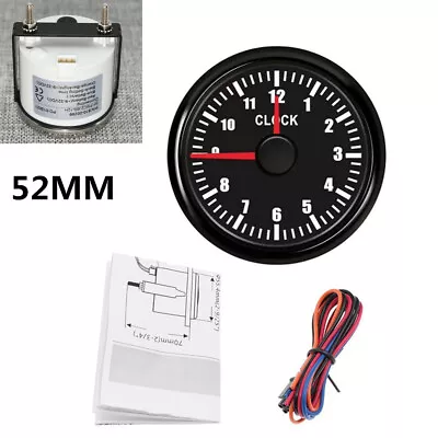 Car Boat Yacht 9-32V 52mm Clock Gauges Red Backlight Hour Meters 0~12 Hours IP67 • $47.42