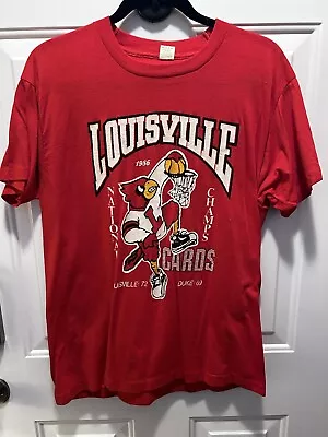 Vintage Louisville Cardinals Shirt 1986 Champs Single Stitch T-shirt Duke Men XL • $25