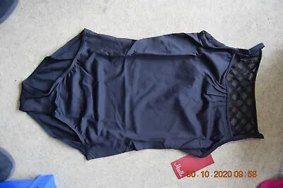 £15 • Buy Black Mirella Geo Mesh Back Wide Strap Camisole Leotard -Size Large M2110LM