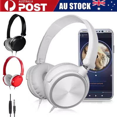 Wired Headphones Bass HiFi On Ear Headset Earphone Stereo Noise Cancelling NEW • $12.89