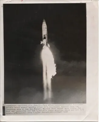1958 Press Photo Atlas Intercontinental Ballistic Missile Taking Off Test Center • $19.99